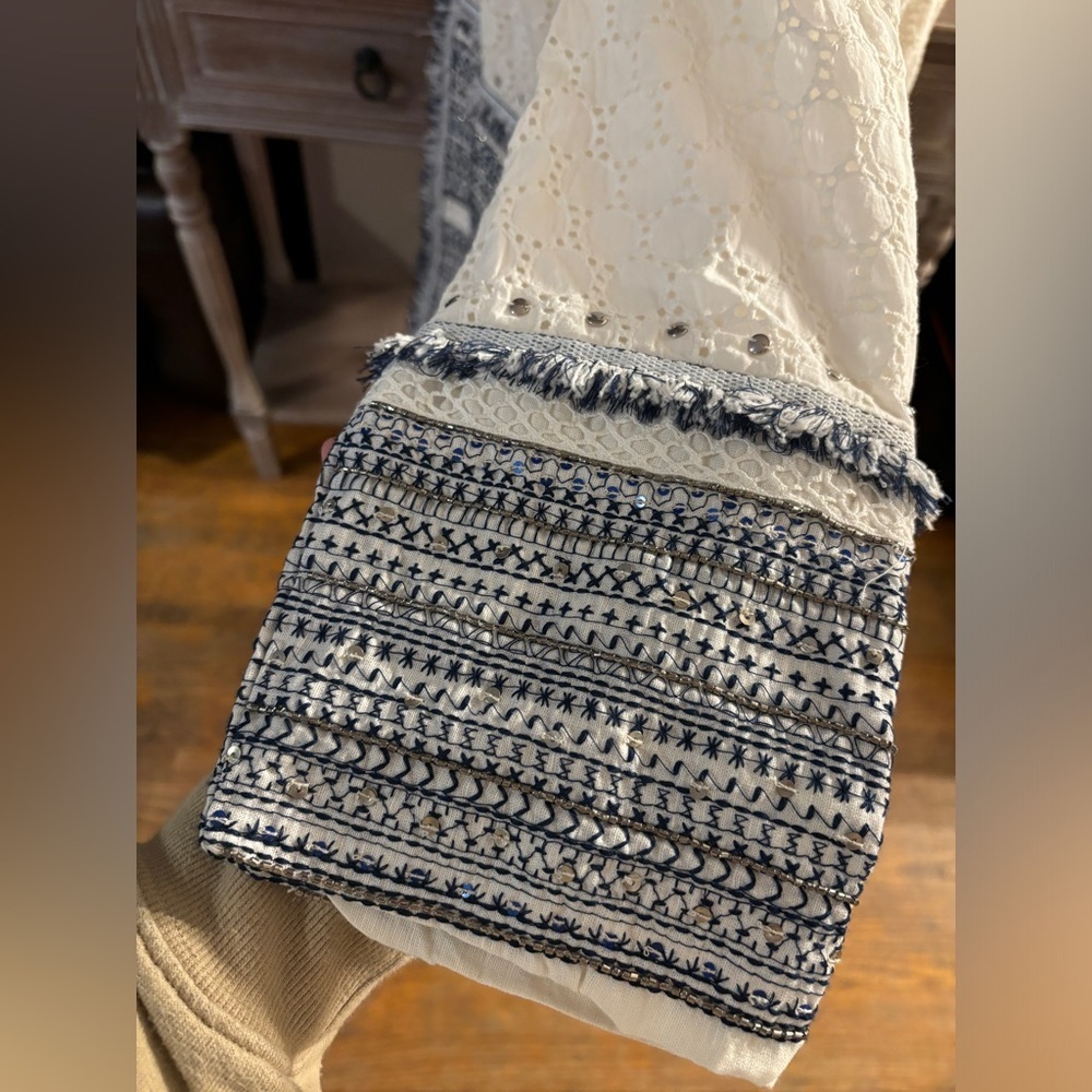 Chico’s Eyelet Topper With Embellished Trim - Picture 3 of 9